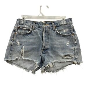 AGOLDE Parker Women's Denim Shorts Distressed Frayed Hem Button Fly‎ Size 26